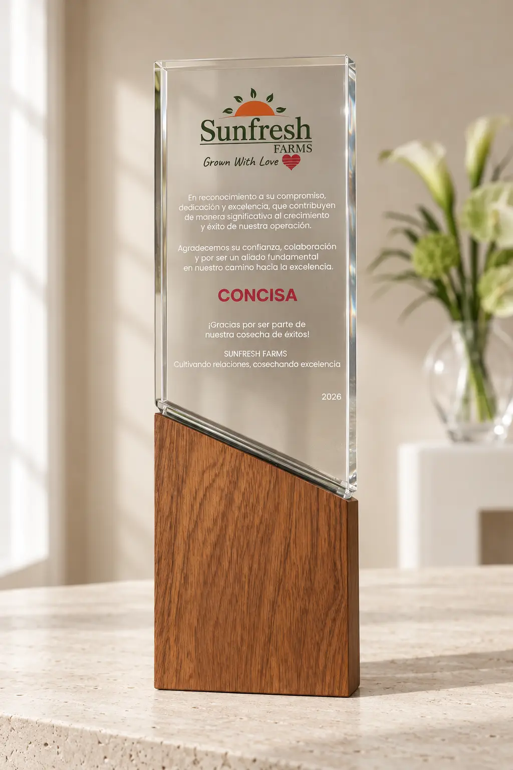 Galardón de Sunfresh Farms entregado a CONCISA